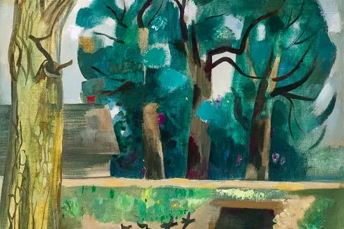 Laine Kainaize. Svitenes ozoli. Audekls, eļļa, 81 x 81 cm, 2018. Foto: Rūdolfs Liepiņš.